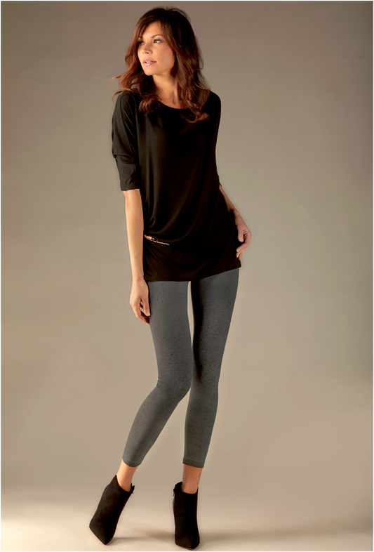 Omsa Glitter Pantacollant - grey thermal fashion leggings with a sparkly speckled print on the front