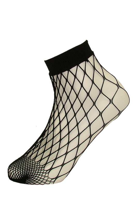 Pamela mann - Extra Large Net Ankle Socks - black wide fishnet socks