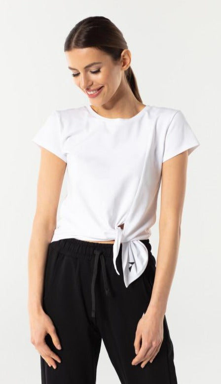 Carpatree Side T-Shirt - Short white sports t-shirt with a side tie knot. Made of soft and cool polyester fabric.