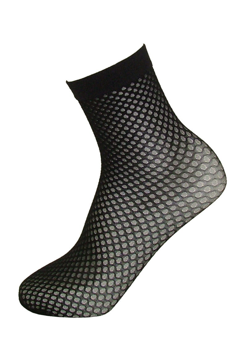 SiSi 1635 Macro Pois Calzino - black fashion ankle socks with a spot net style pattern