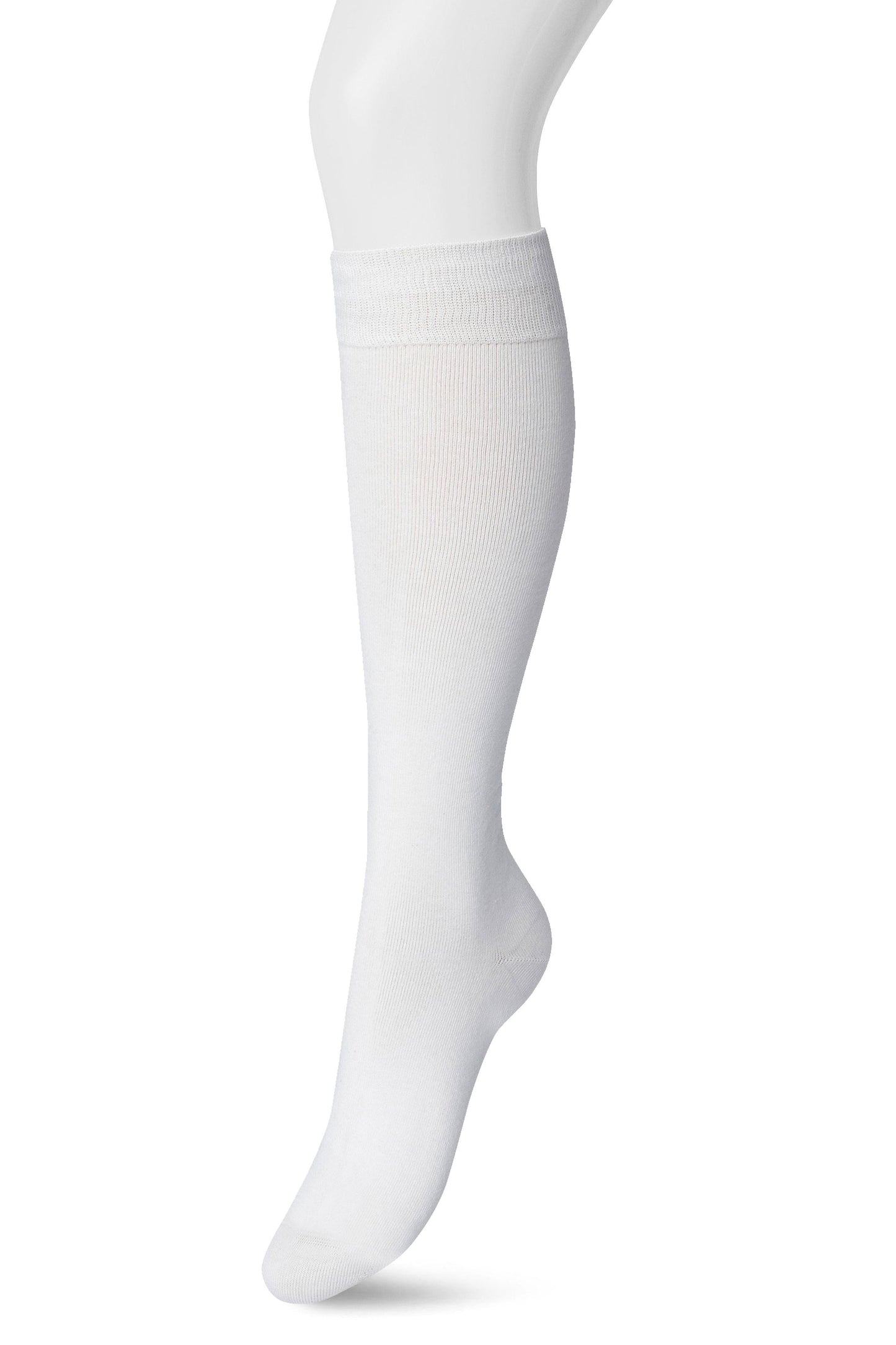 Bonnie Doon 83430 Cotton Knee-Highs - White soft and plain cotton knee length socks with a shaped heel, flat toe seam and deep elasticated comfort cuff.