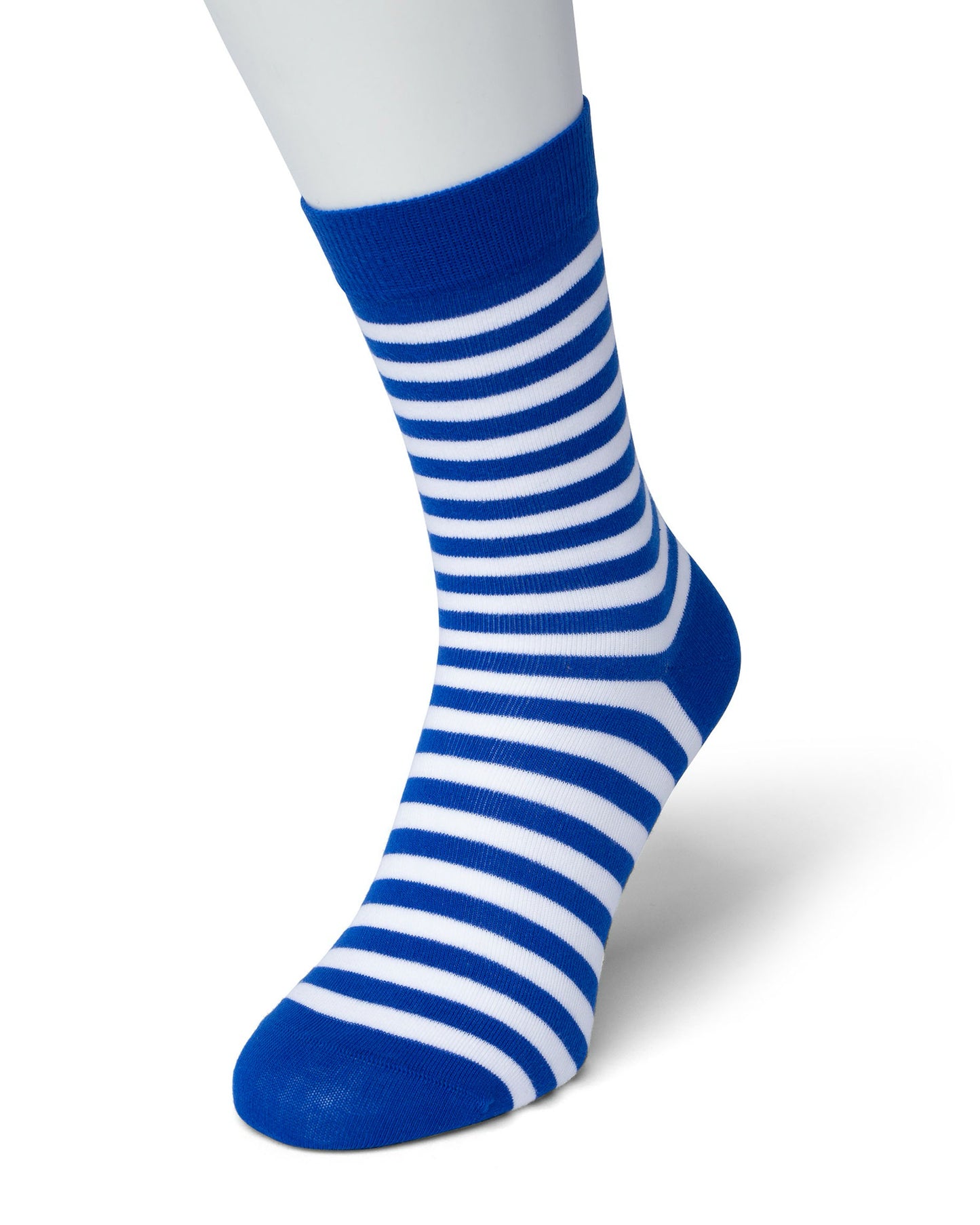 Bonnie Doon BD041101 Stripe Sock - Women's blue and white horizontal stripe cotton socks