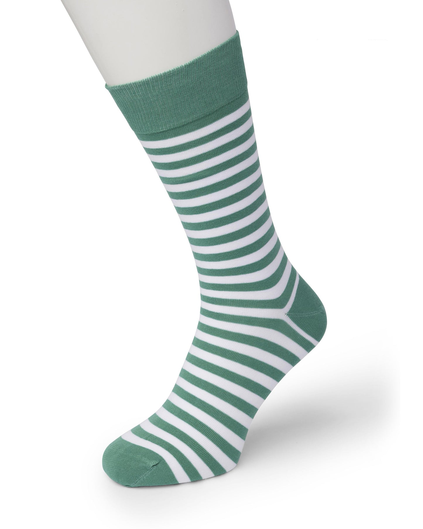 Bonnie Doon BD04,21,01 Stripe Sock - Men's faded green and white horizontal stripe cotton socks