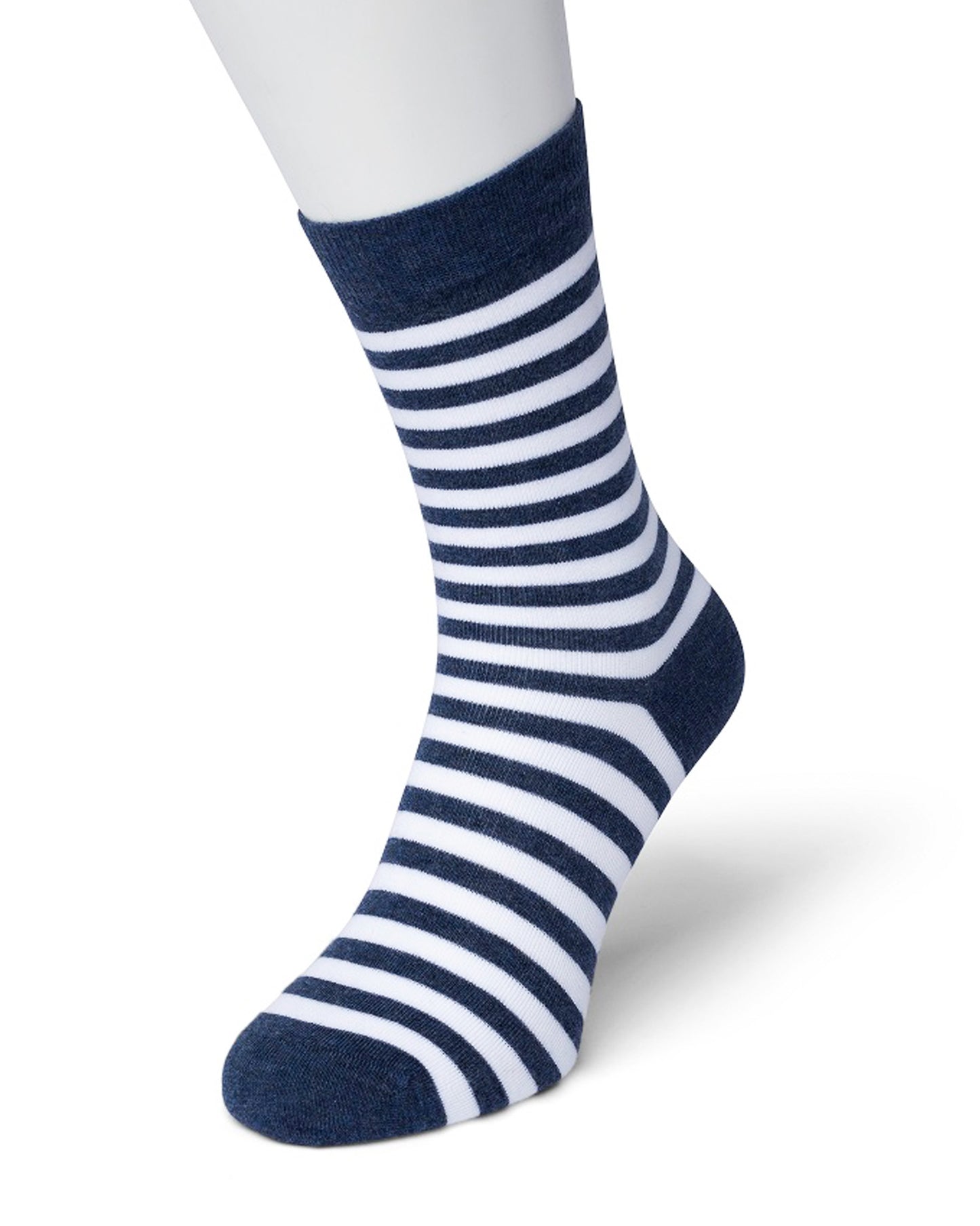 Bonnie Doon BD041101 Stripe Sock - Women's navy and white horizontal stripe cotton socks