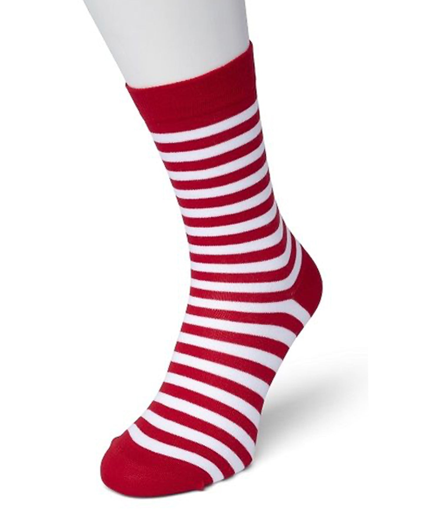 Bonnie Doon BD041101 Stripe Sock - Women's red and white horizontal stripe cotton socks