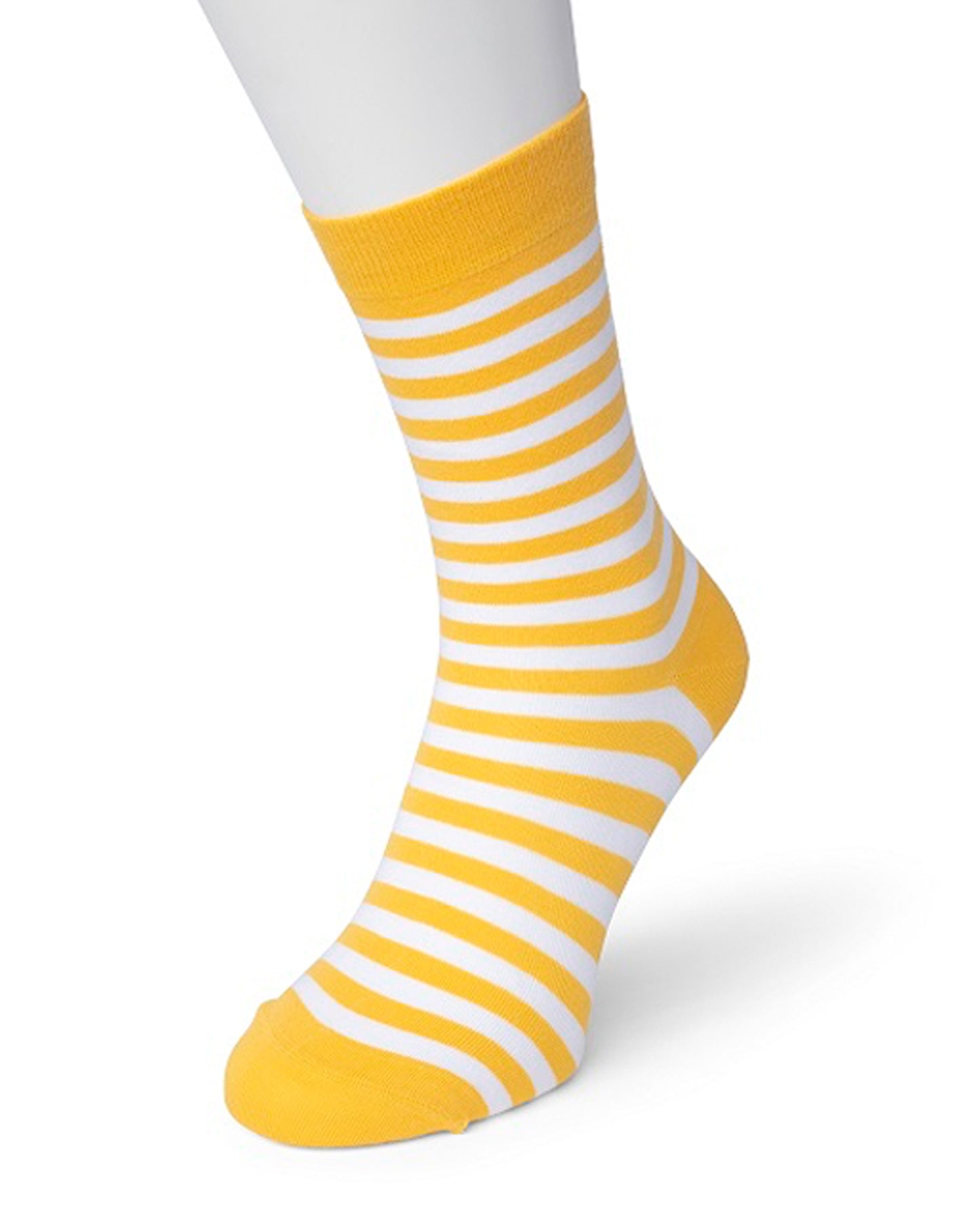 Bonnie Doon BD041101 Stripe Sock - Women's yellow and white horizontal stripe cotton socks