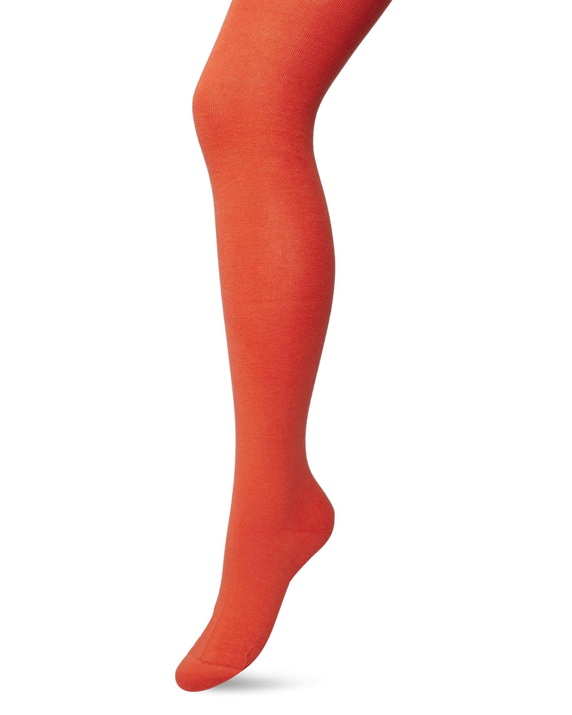 Bonnie Doon Bio Cotton Tights - Bright orange (poinciana) warm and soft knitted organic cotton Winter thermal tights.