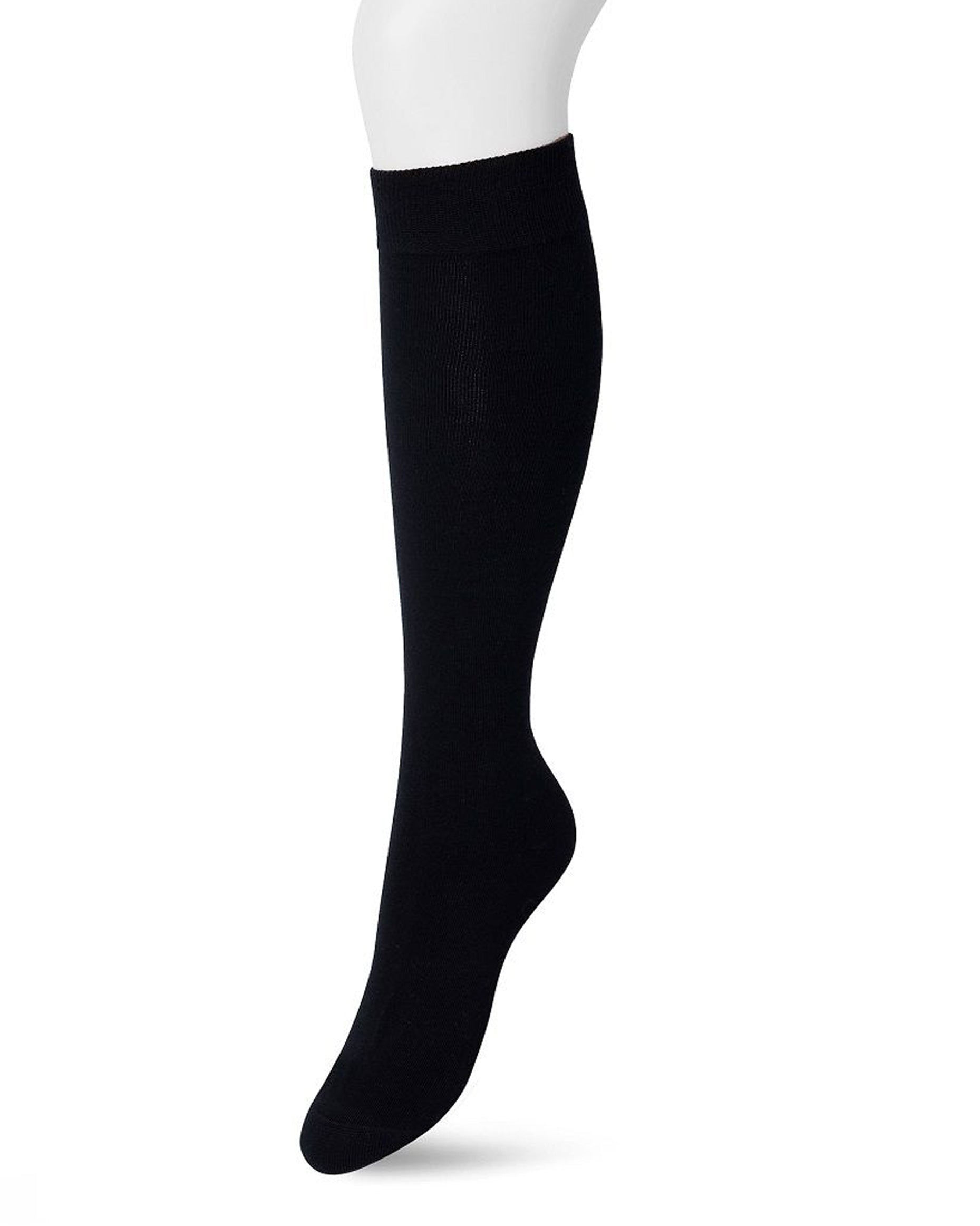 Bonnie Doon 83430 Cotton Knee-Highs - Black soft and plain cotton knee length socks with a shaped heel, flat toe seam and deep elasticated comfort cuff.
