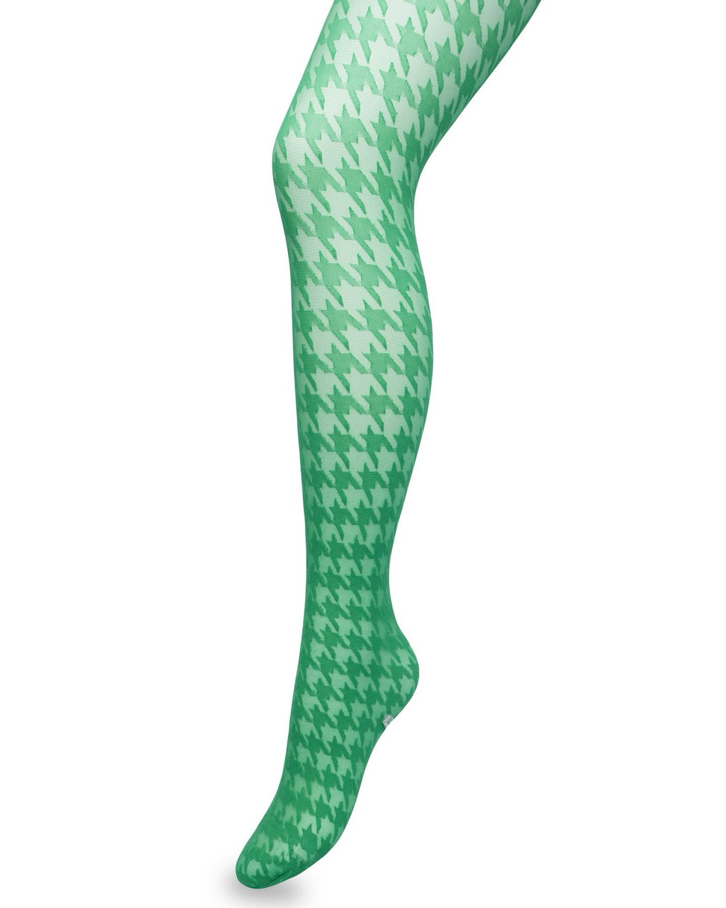 Bonnie Doon BP221903 Houndstooth Tights - Sheer fashion tights with a woven opaque dogtooth pattern in bright kelly green