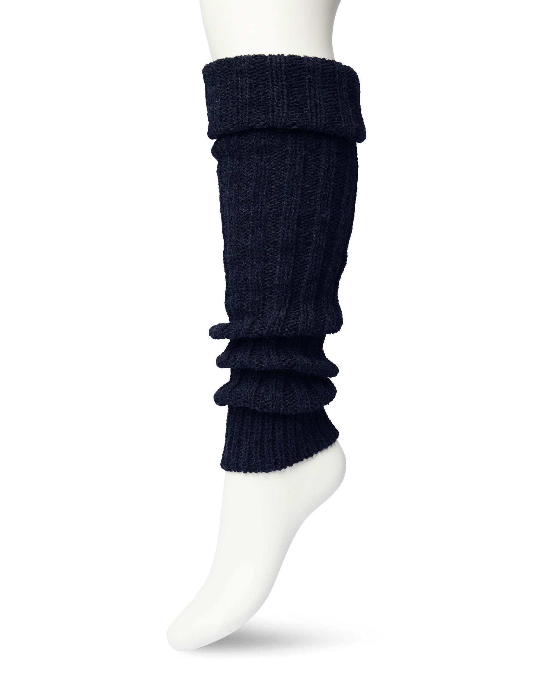 Bonnie Doon Sleever/Legwarmer BE021766 - navy blue wool mix chunky knitted leg warmers
