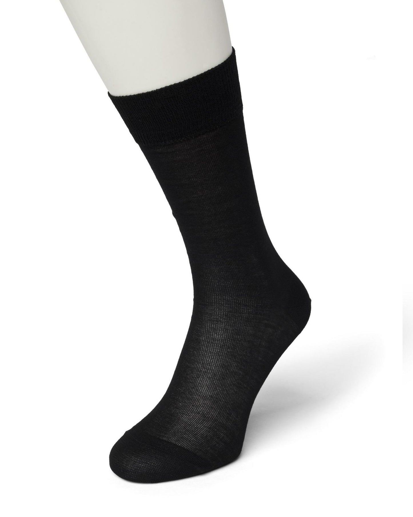 Bonnie Doon Pure Cotton Sock - black 100% cotton lightweight men's crew ankle dress sock