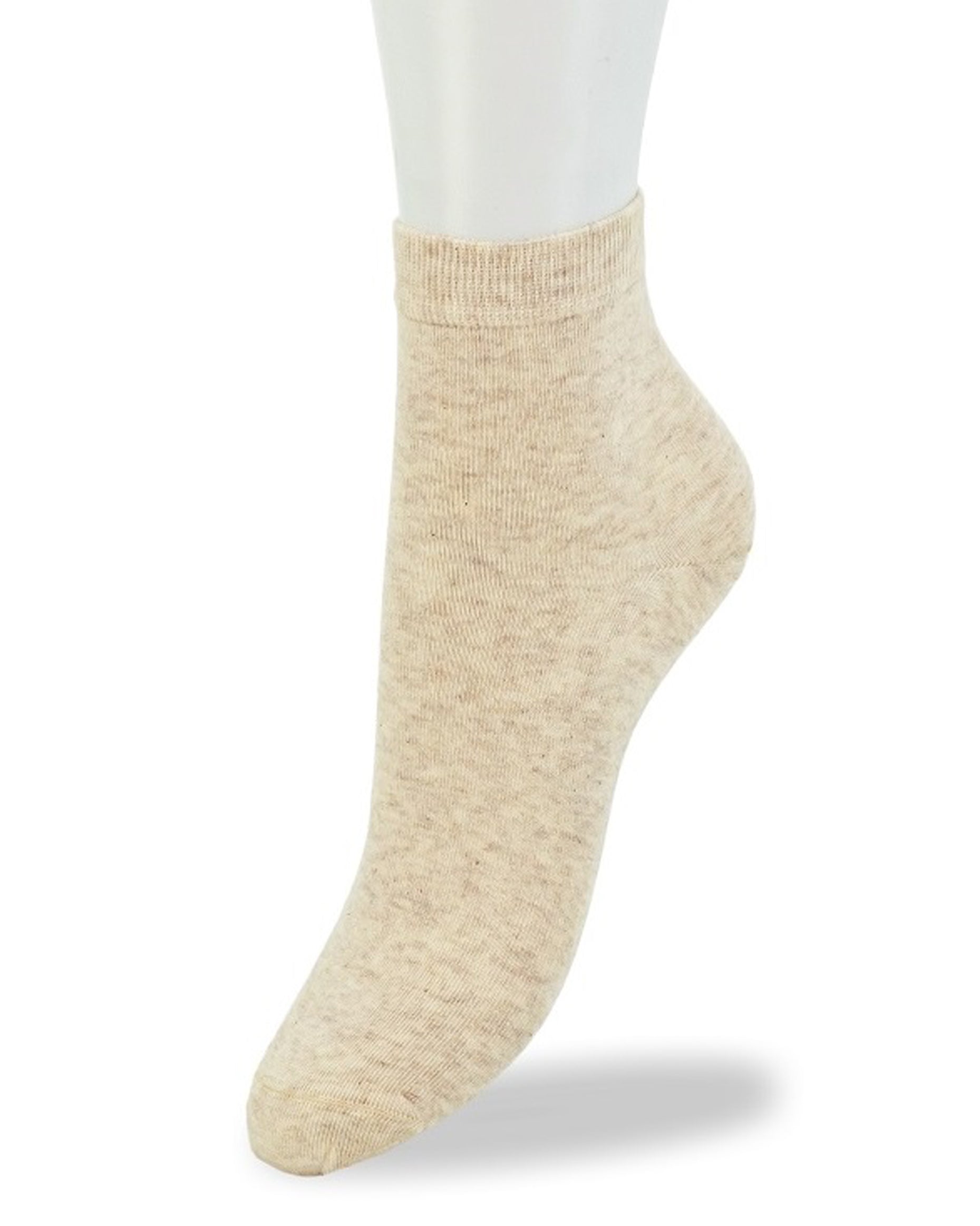 Bonnie Doon Basic Cotton Quarter BN761100 - light fleck oat beige sand low ankle sock