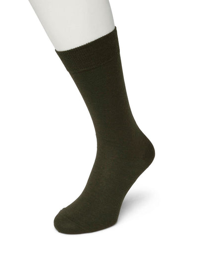 Bonnie Doon Wool/Cotton Sock BD631402 - Dark khaki green (olive) warm thermal ankle socks perfect for the cold Winter weather