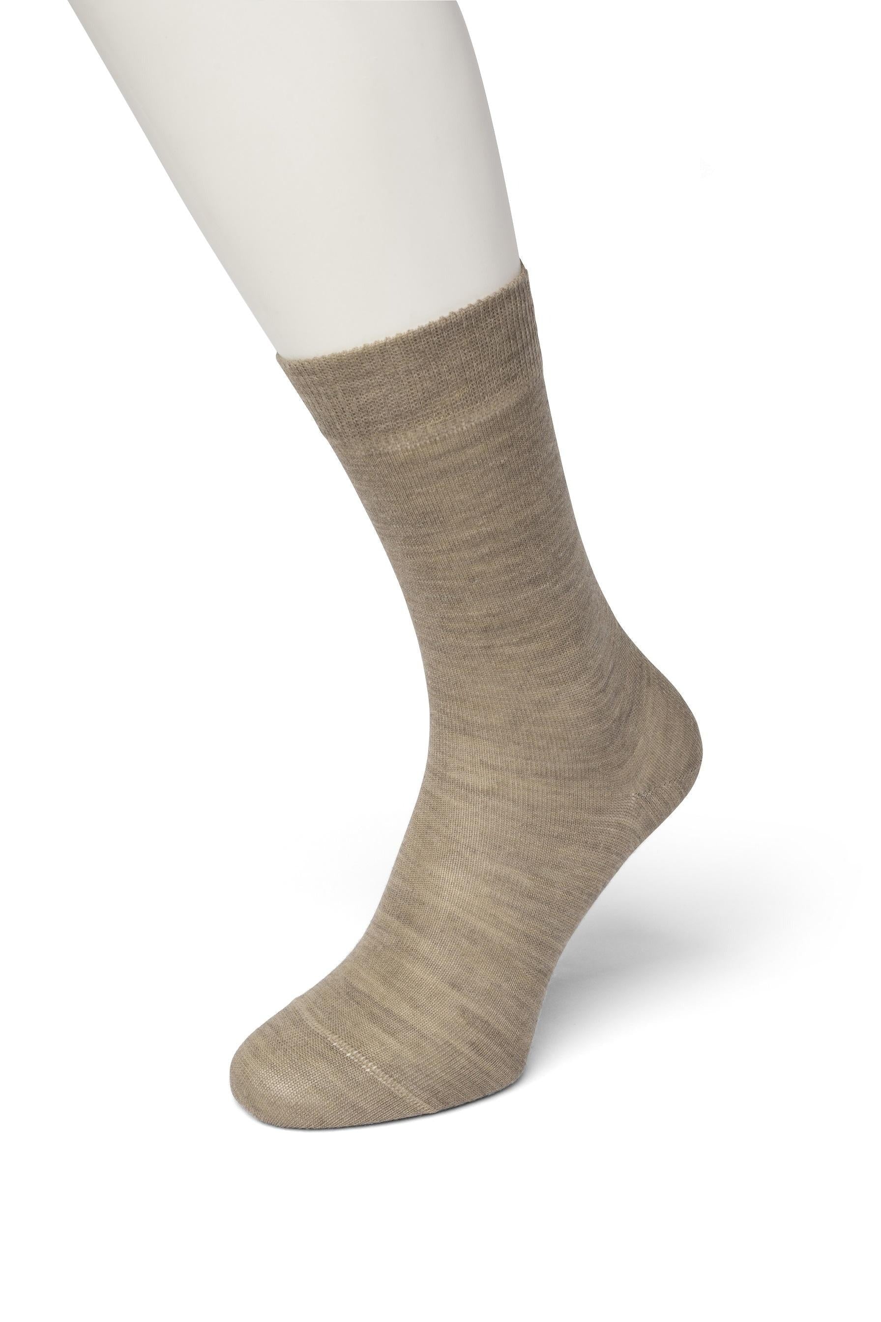 Bonnie Doon Wool/Cotton Sock BD631402 - beige (taupe heather) warm thermal ankle socks perfect for the cold Winter weather