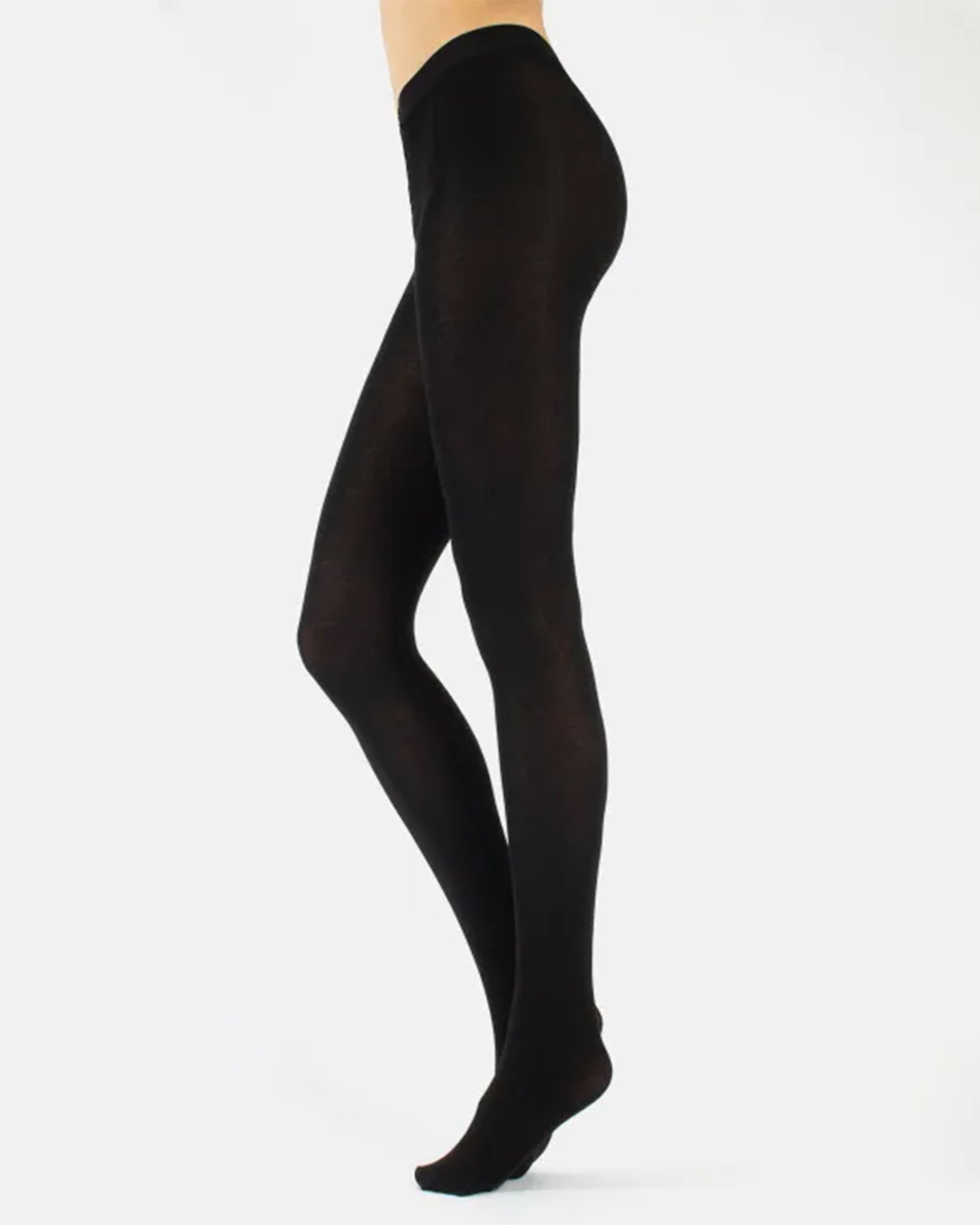 Calzitaly Cashmere Wool Tights - Black warm and light knitted viscose mix thermal tights with a touch of soft cashmere wool.
