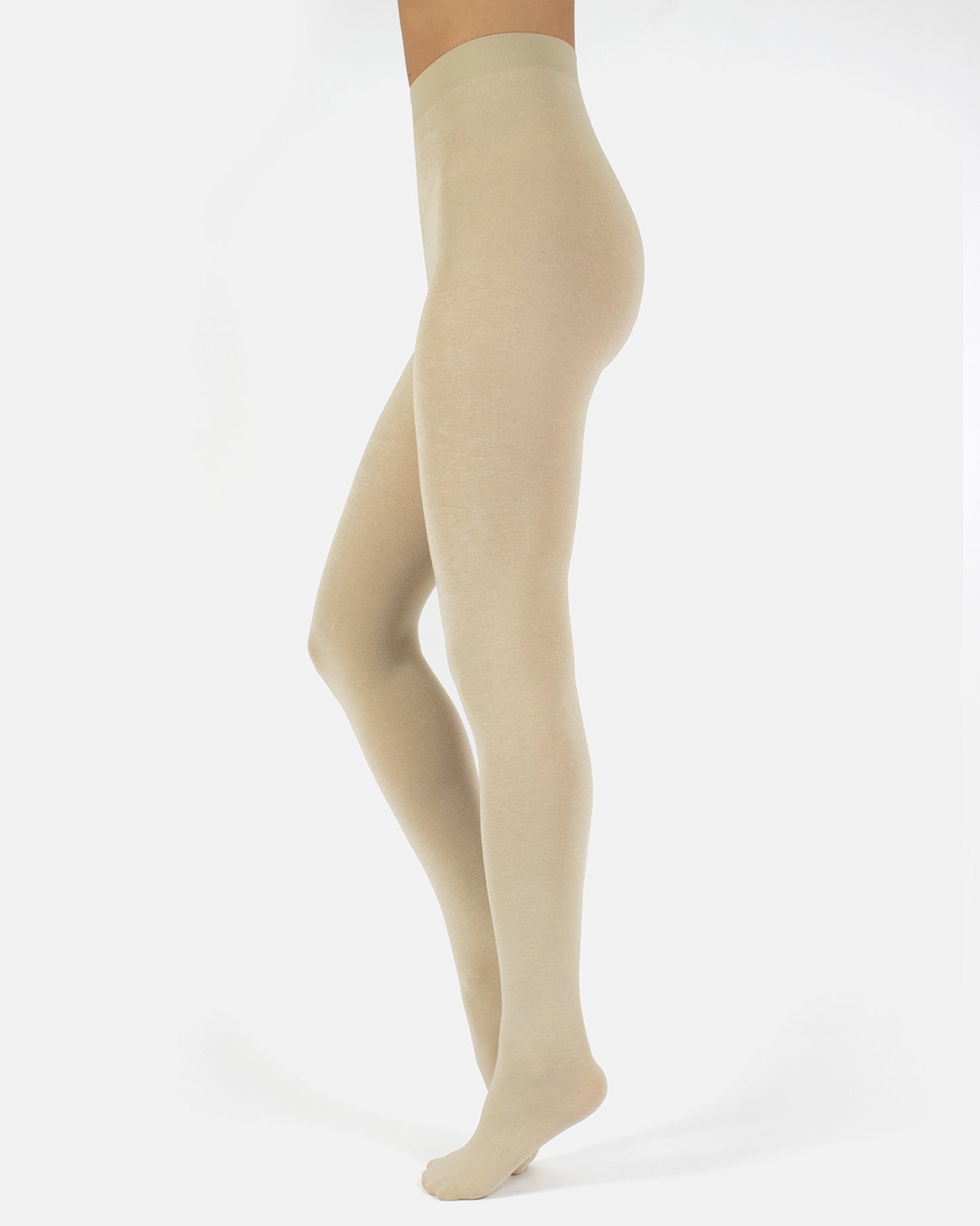 Calzitaly Cashmere Wool Tights - Ivory cream warm and light knitted viscose mix thermal tights with a touch of soft cashmere wool.
