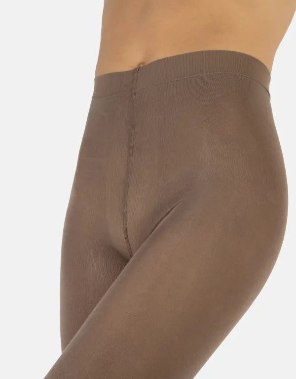 Calzitaly Cotton Tights detail - Warm and light beige knitted cotton mix tights with gusset, flat seams and comfort waist band.