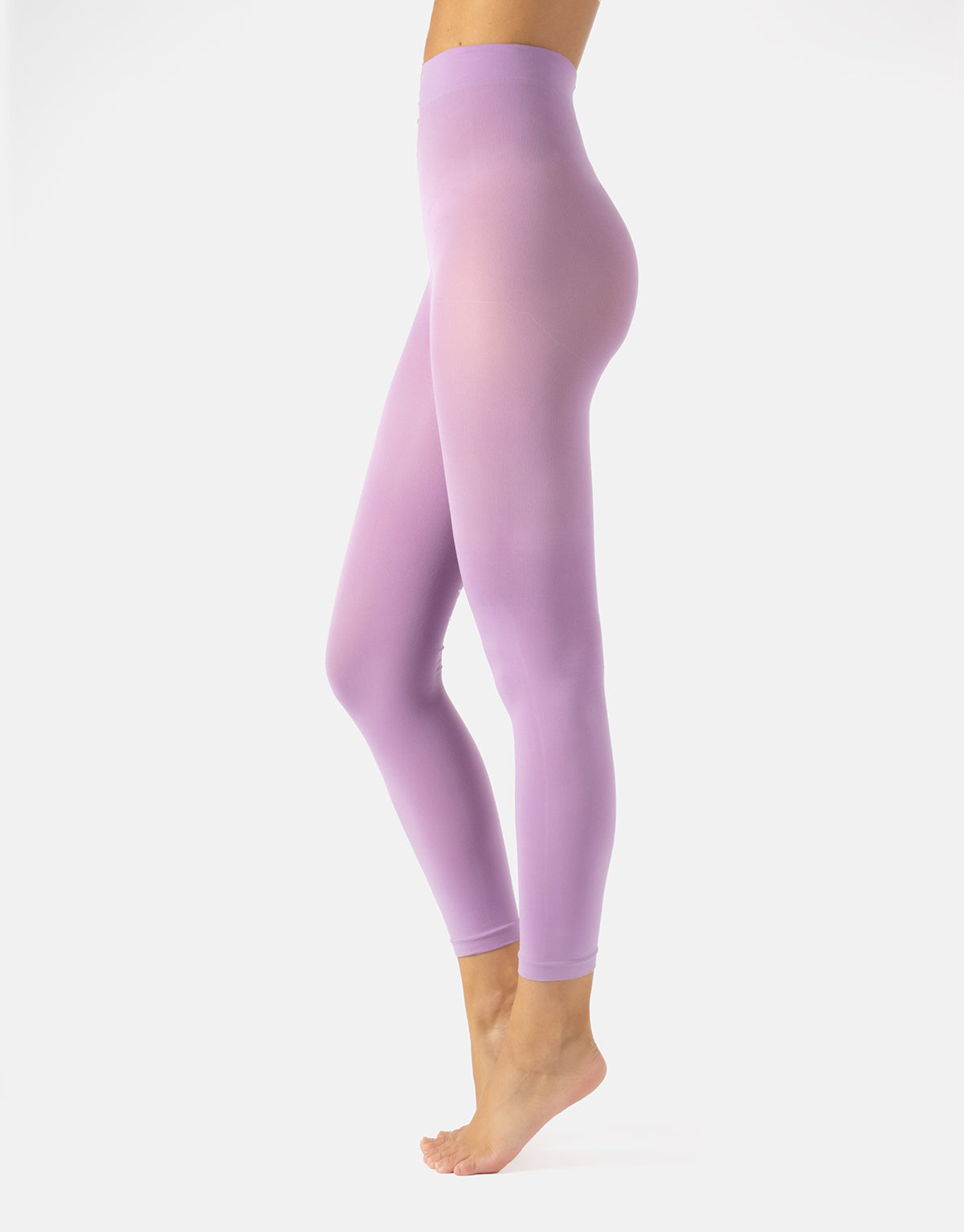 Calzitaly 80 Den Footless Tights - Plain lilac pastel purple (lilla) matte opaque footless tights with flat seams and cotton gusset.