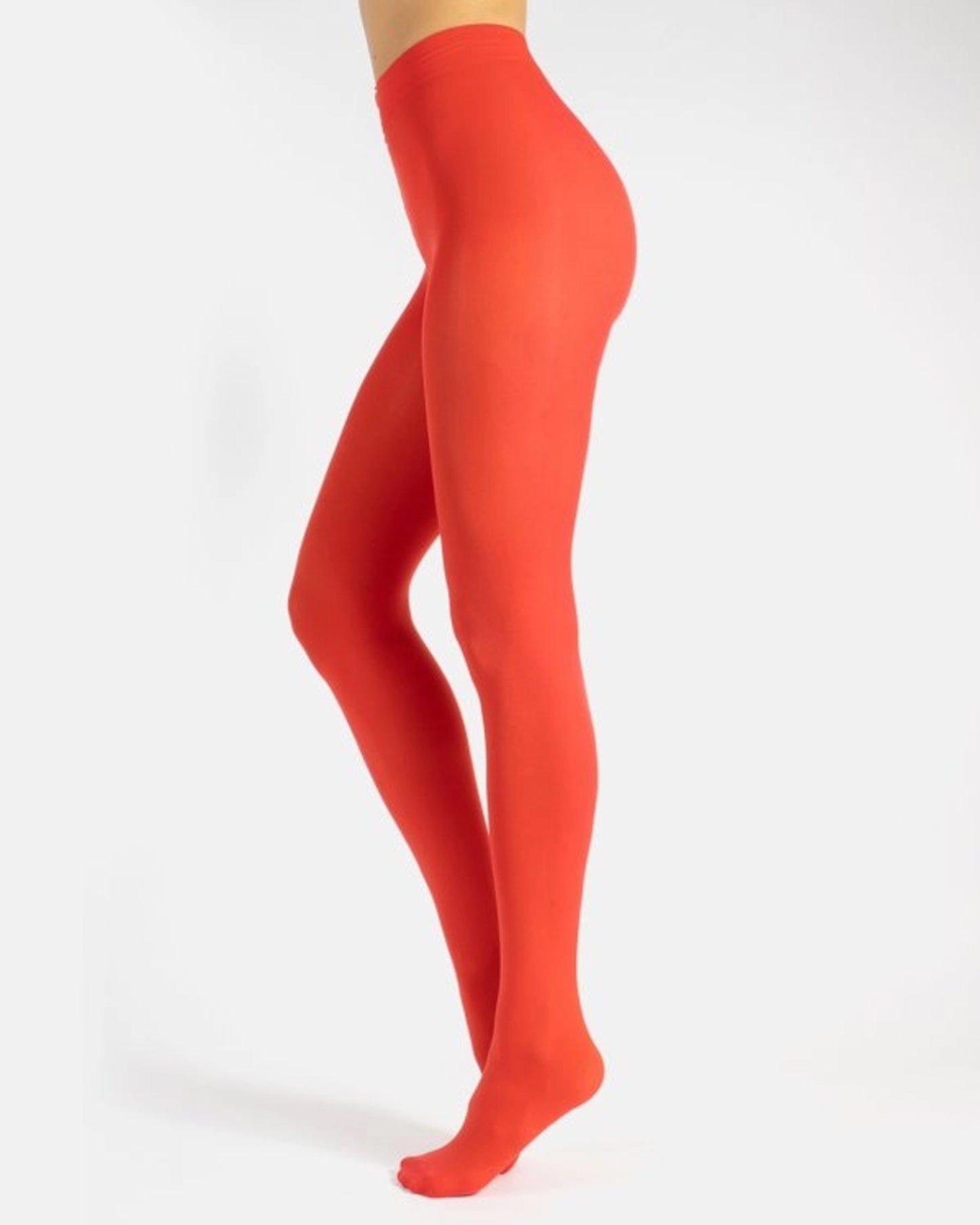 Calzitaly Opaque Tights - 80 den coloured opaque tights in bright red (corallo)