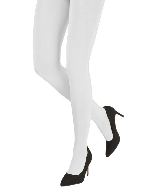 Emilio Cavallini 1258.1.10 Shiny Tights - Pale silver grey 200 denier ultra opaque gloss tights, worn with high heels