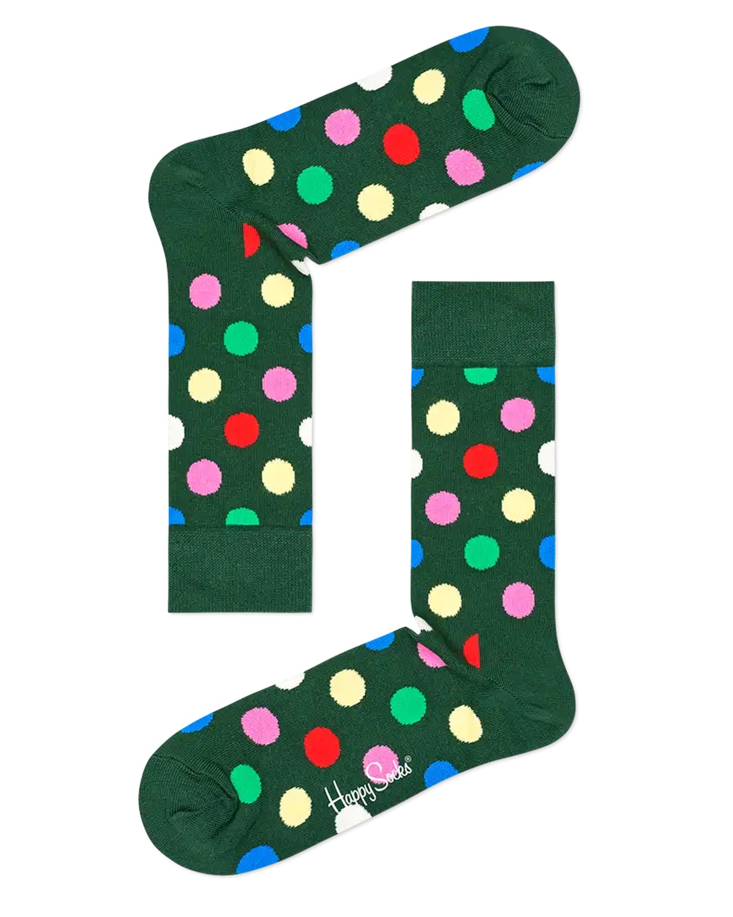 Happy Socks XBD02-7300 Classic Holiday Sock Gift Set - SDark green with multicoloured polka dots and the other is multicoloured vertical stripes. Available in men and women size.
