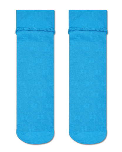 Pair of blue socks on a white background