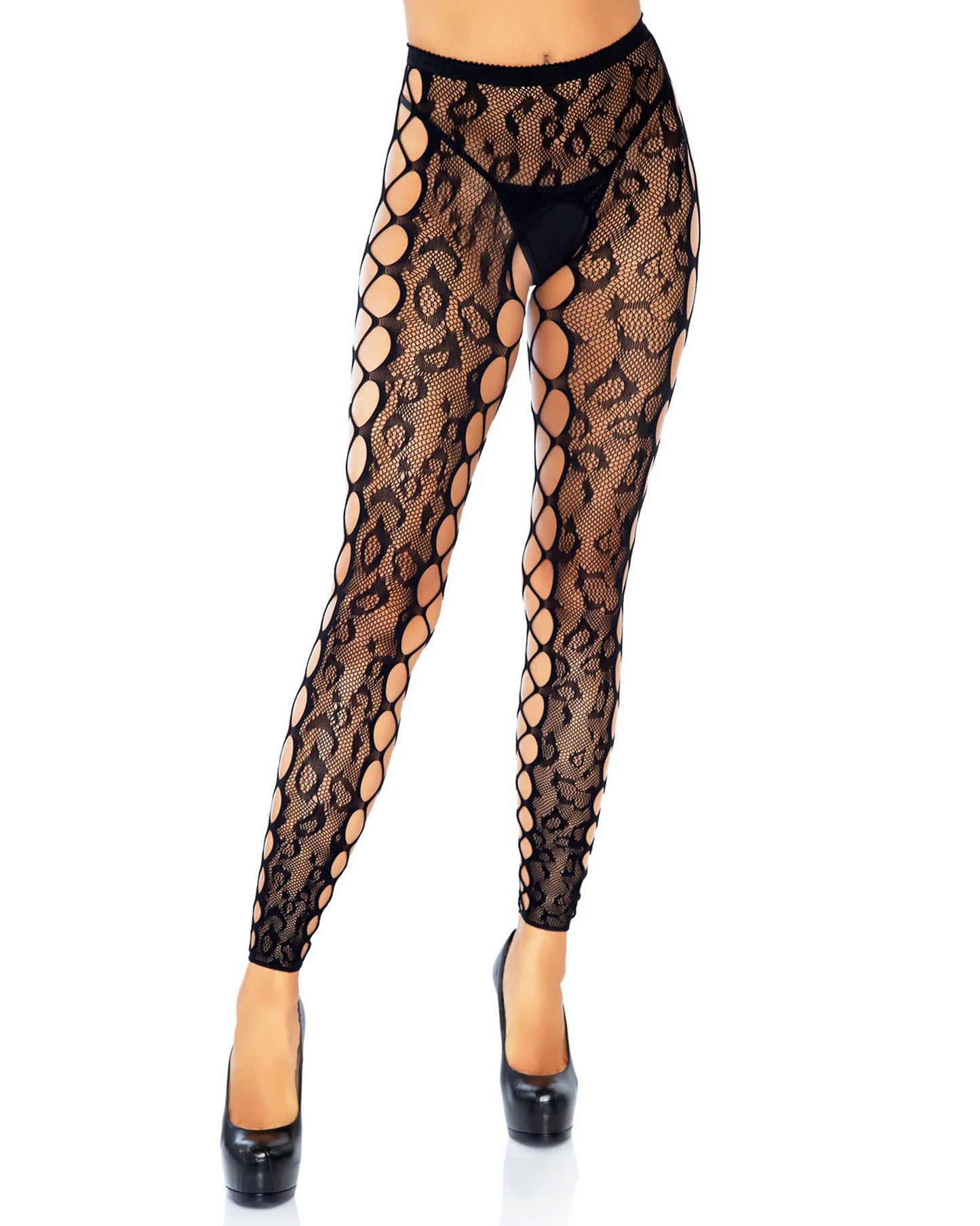 Leopard Net Footless Tights