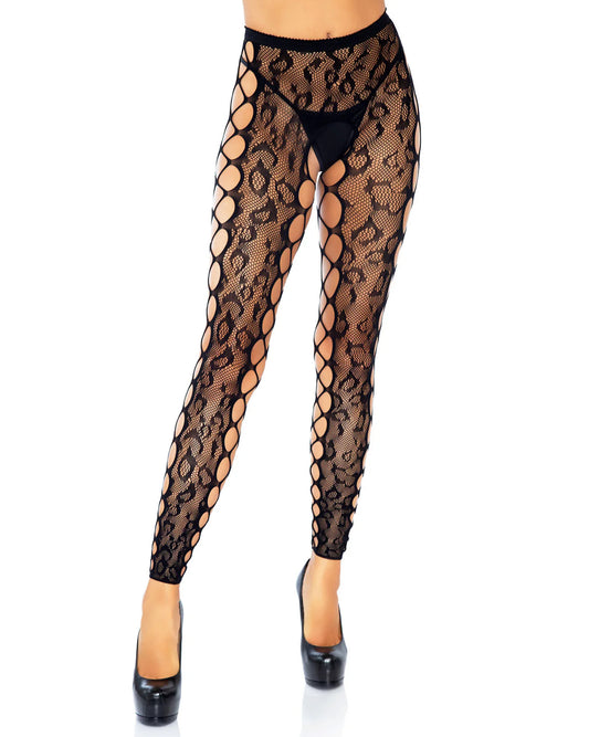 Leopard Net Footless Tights