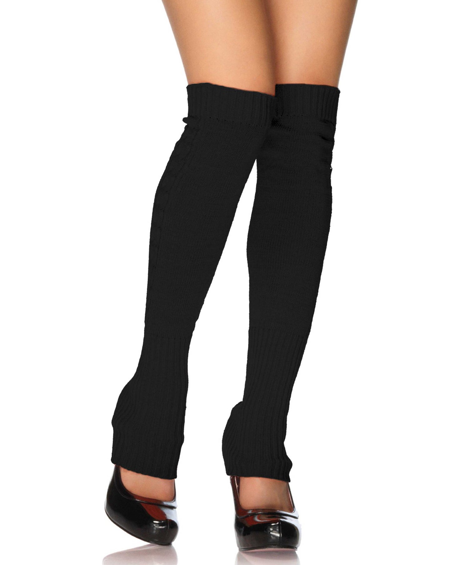 Leg Avenue 3913 Leg Warmers - Extra long over the knee black ribbed knitted leg warmer.