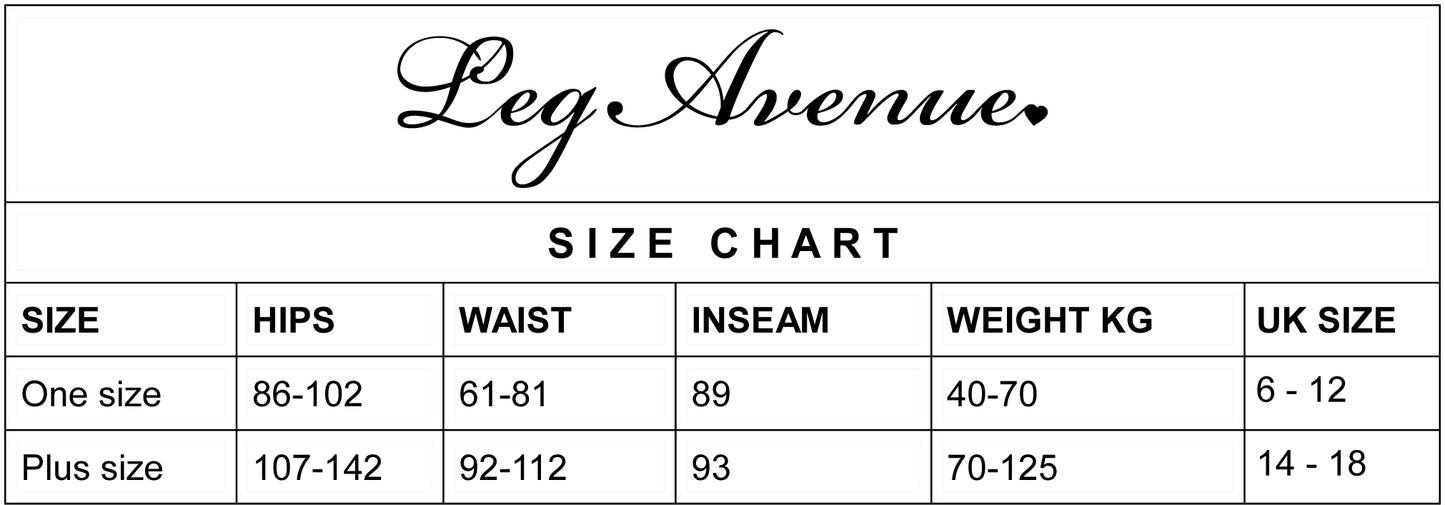 Leg Avenue - size chart