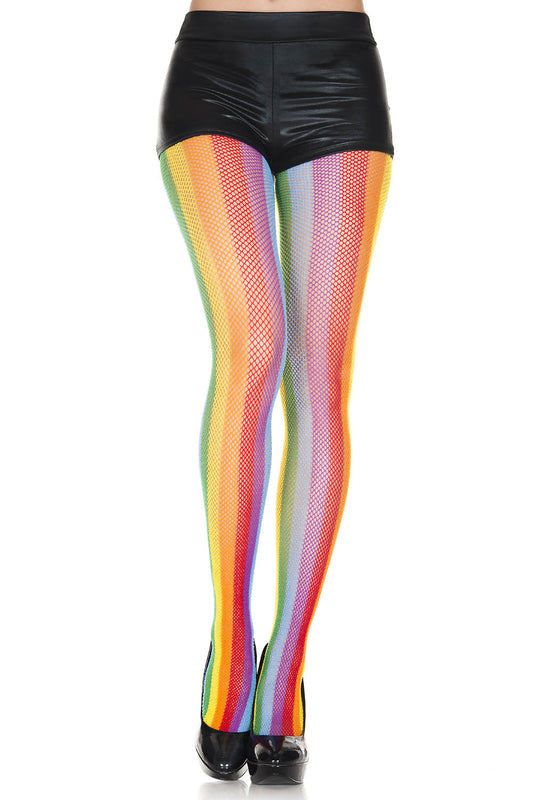 Music Legs 39091 Rainbow Fishnets - perfect for festivals and LGBTQ+ gay pride