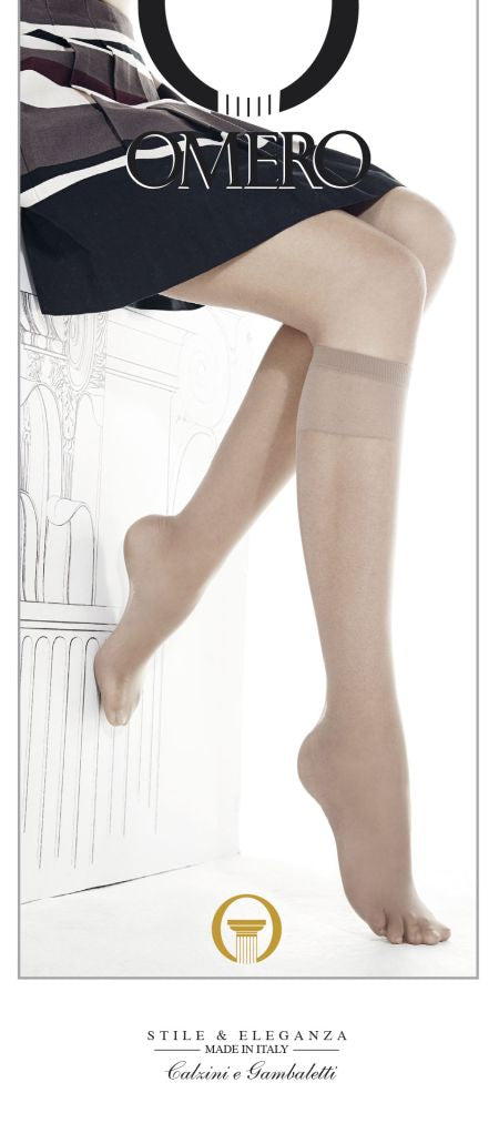 Omero Musa 30 Gambaletto - Semi-opaque knee length socks with a plain deep comfort cuff.