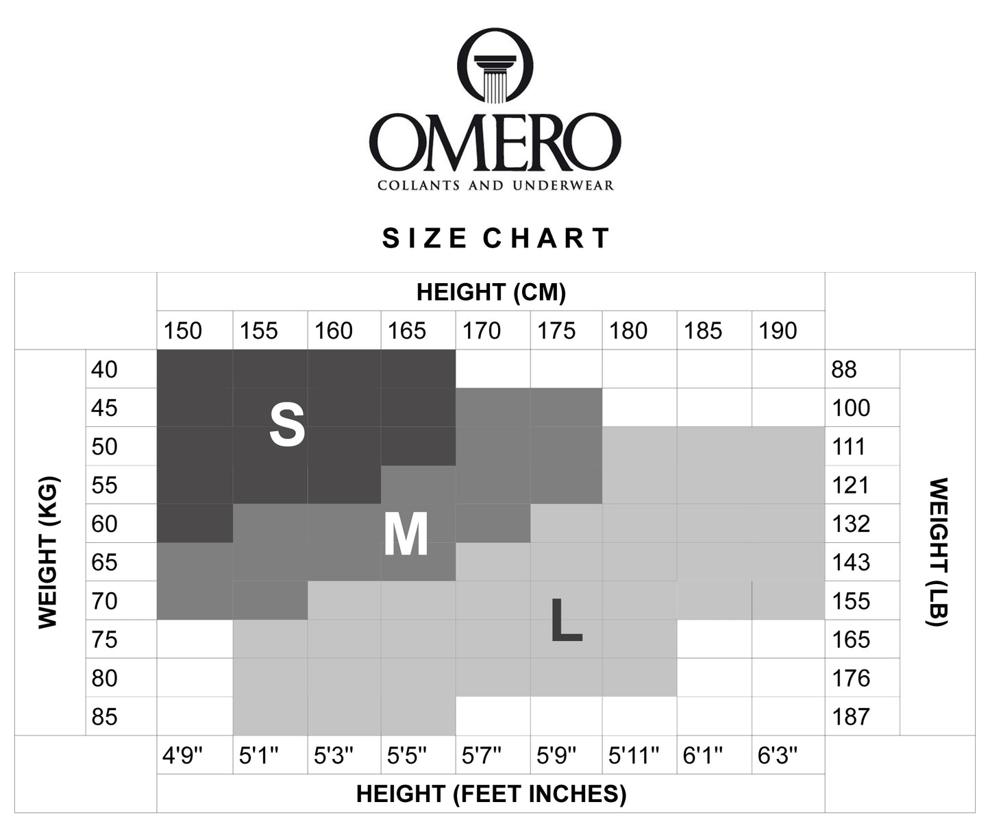Omero - Size Chart