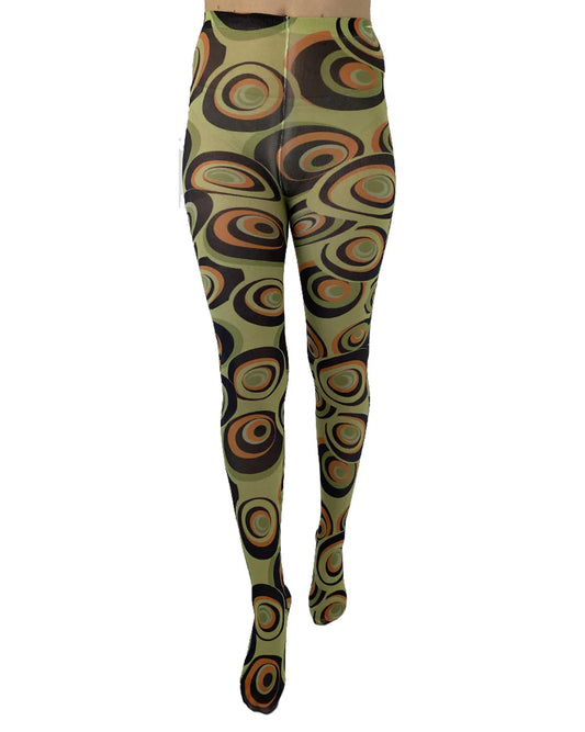 Tights with a spiral pattern on a white background