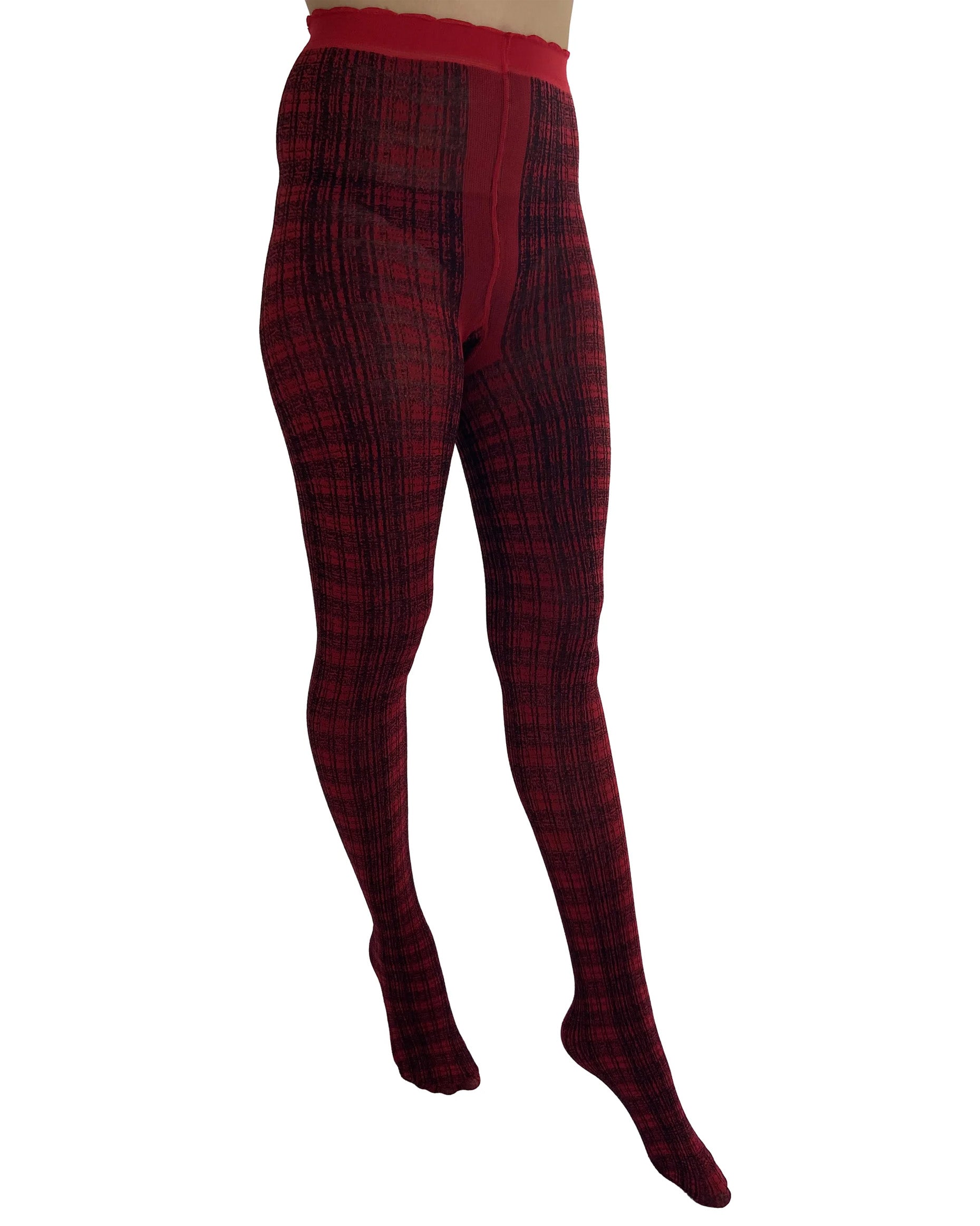 Red Plaid Tights Red Tartan Tights Opaque Tights Plus Size Plaid