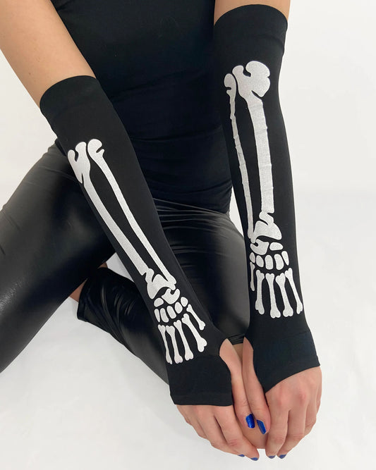 Skeleton Fingerless Gloves