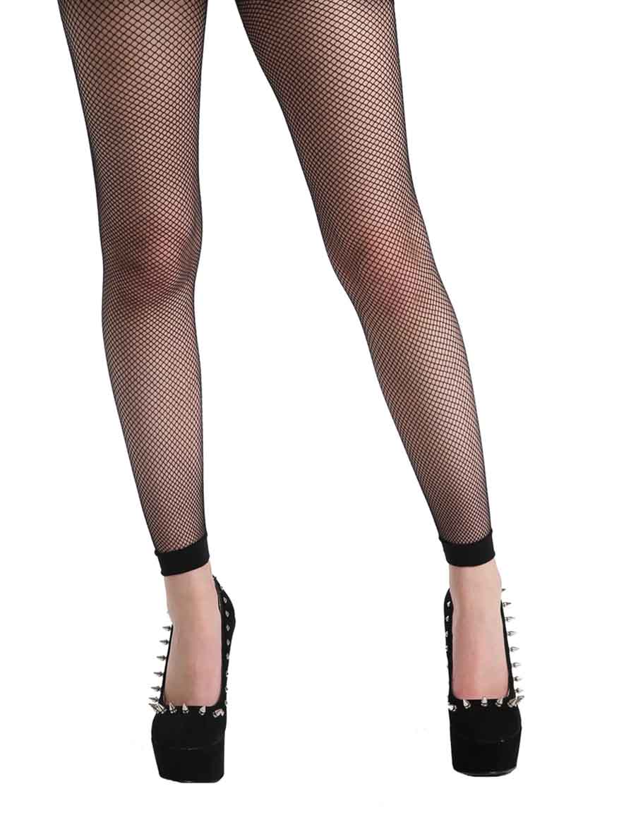 Pamela Mann Fishnet Footless Tights - black micro mesh footless tights