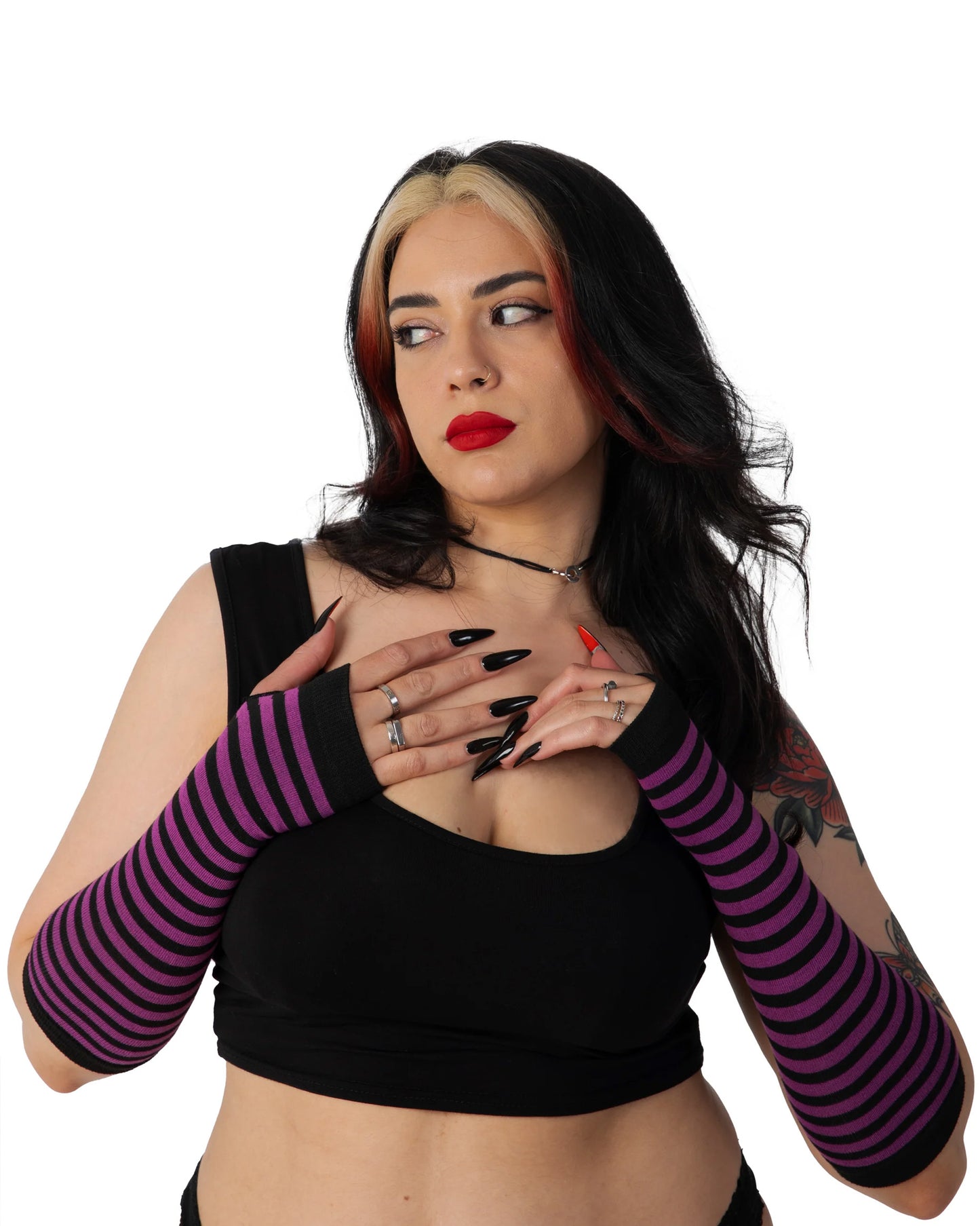 Striped Fingerless Gloves
