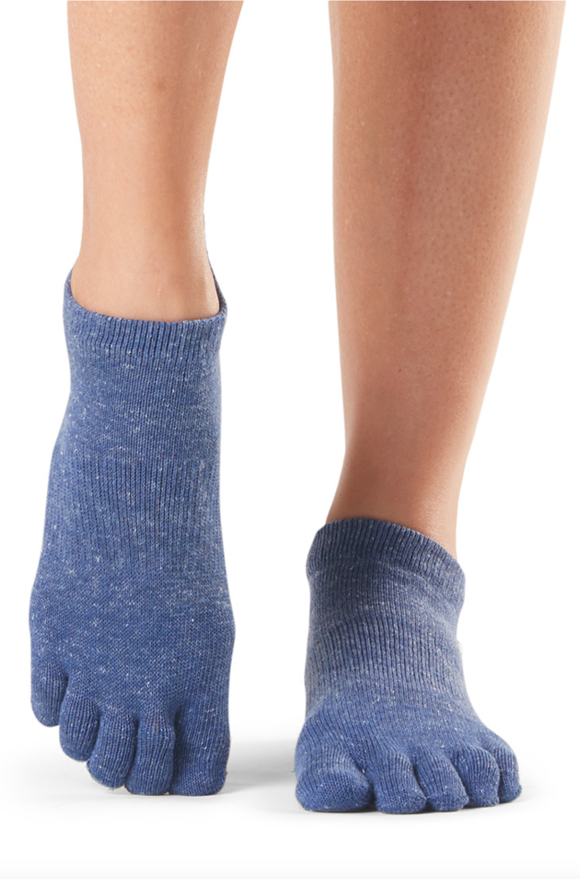 ToeSox Low Rise Full toe - light fleck navy blue toe socks with gripper sole, perfect for pilates and yoga
