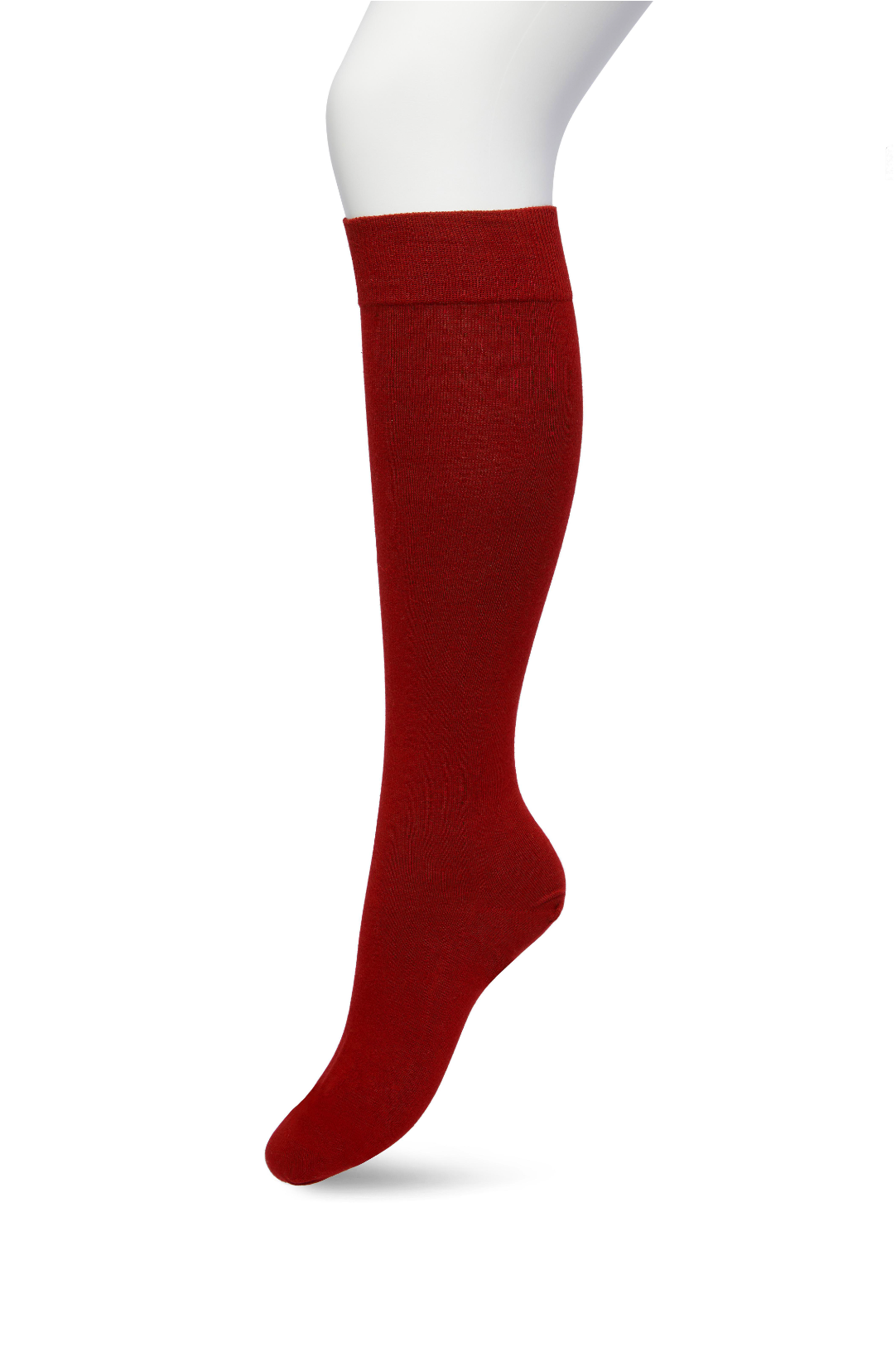 Bonnie Doon 83430 Cotton Knee-Highs - Maroon (red) soft and plain cotton knee length socks with a shaped heel, flat toe seam and deep elasticated comfort cuff.