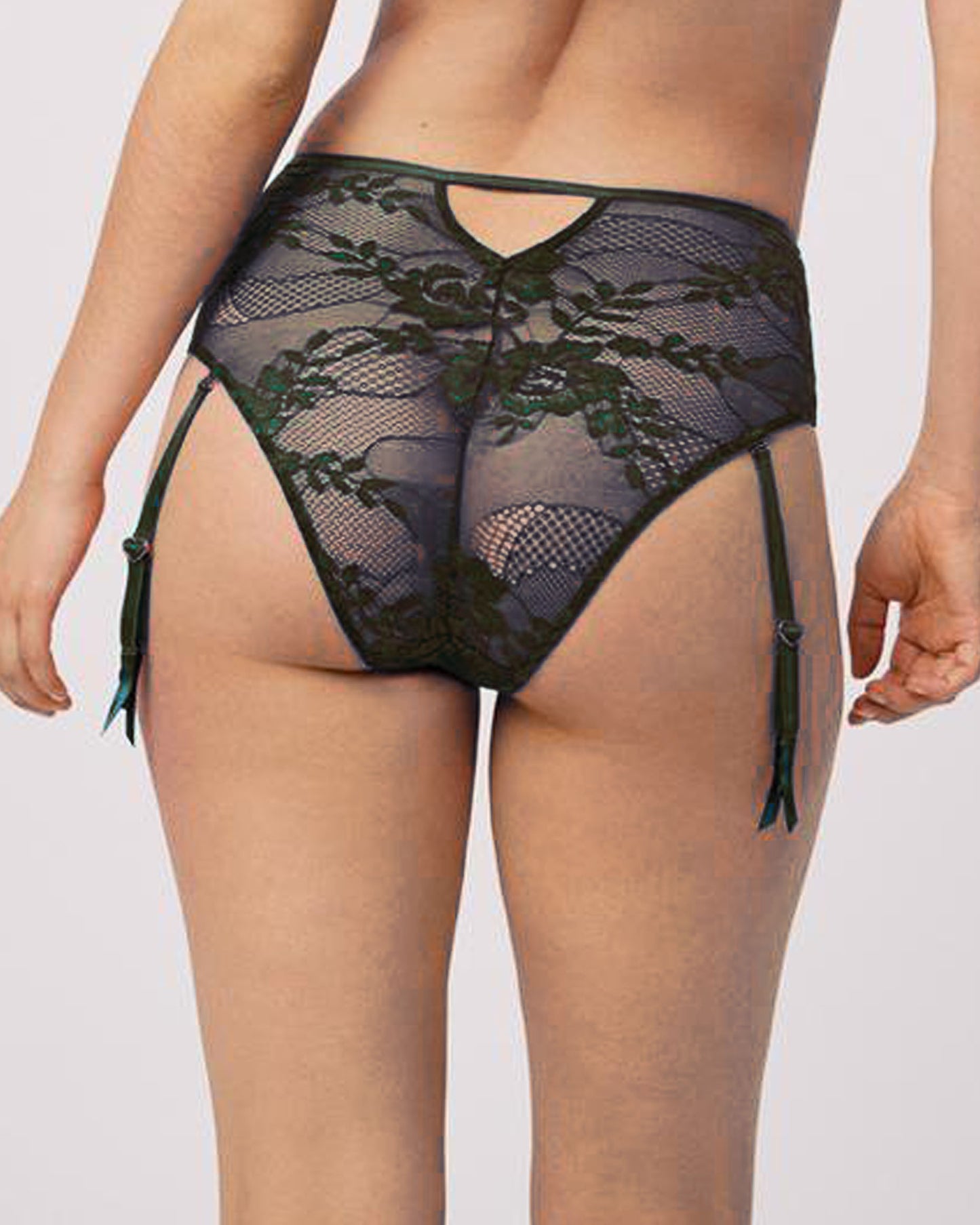 Ysabel Mora 10330 Lace Suspender Brief - Black high-waisted panty briefs with removable suspender straps, floral lace panel on the front and back and tulle side panels.Ysabel Mora 10630 Lace Suspender Brief - Black high-waisted panty briefs with removable suspender straps, floral lace panel on the front and back and tulle side panels.