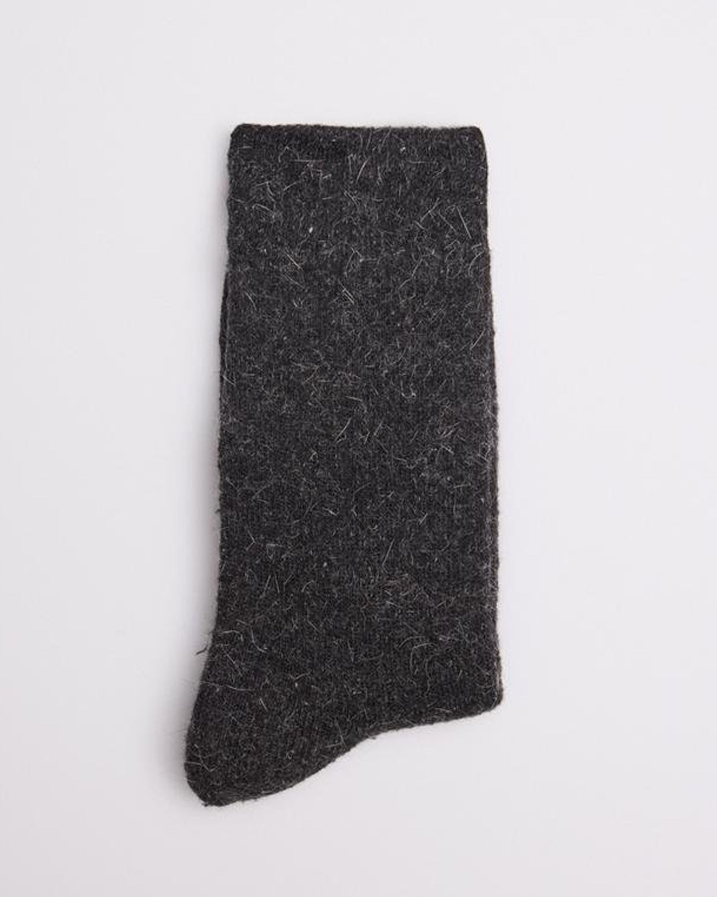 Ysabel Mora 12346 Angora Sock - Warm and cozy black/dark grey Winter socks with wool and angora. Folded view.