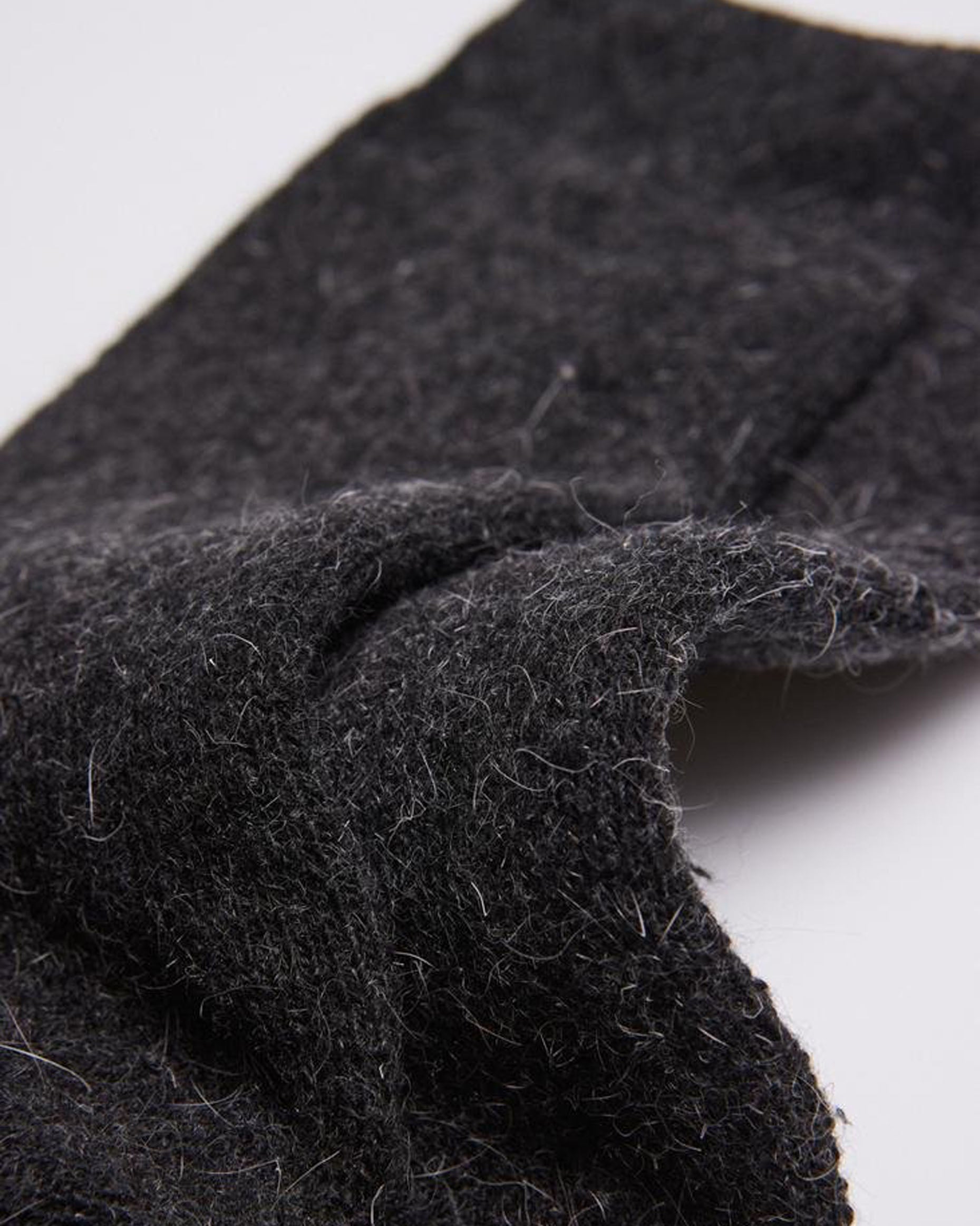 Ysabel Mora 12346 Angora Sock - Warm and cozy black/dark grey Winter socks with wool and angora. Close up detail.