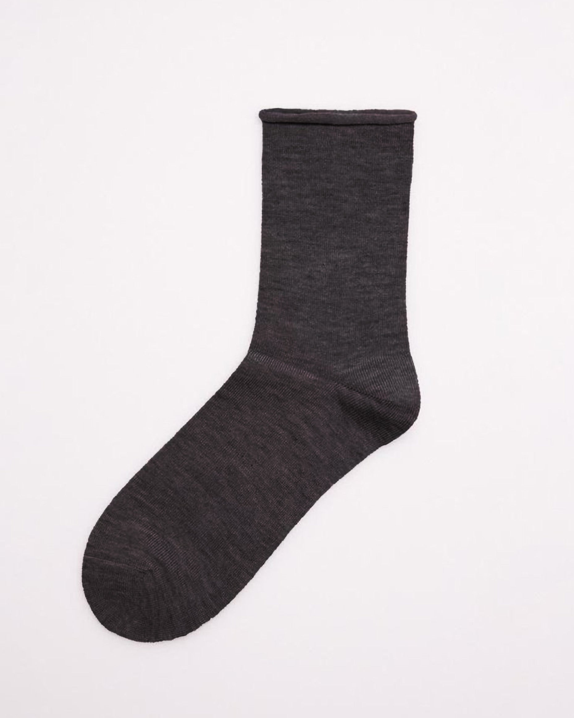 Ysabel Mora 12347 Bambú Sin Puno Sock - Dark fleck grey no cuff roll top quarter high bamboo socks with shaped heel and flat toe seam.
