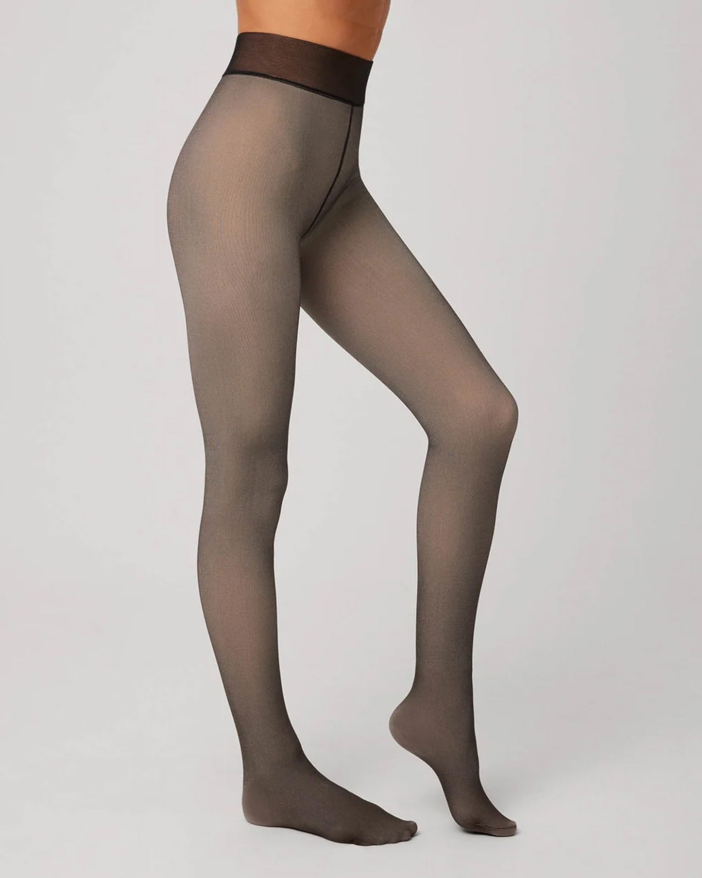 Ysabel Mora 16610 Thermal Tights - Warm thermal tights that have a sheer effect. Inside layer is nude colour with warm plush fleece lining, outer layer is sheer black and has a deep comfort waist band