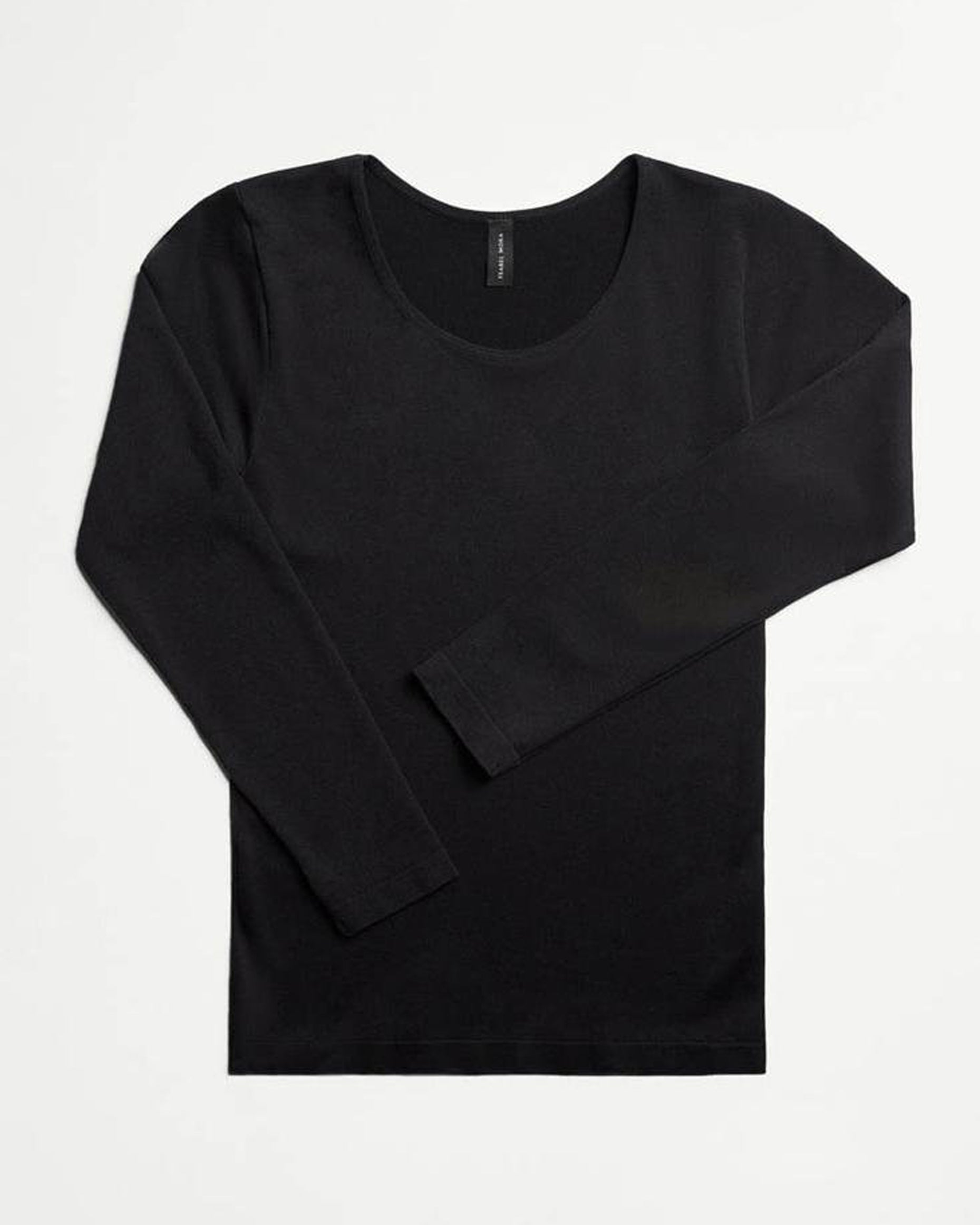 Ysabel Mora Long Sleeve Top - Black soft and stretchy microfibre top with round neck and long sleeves, perfect for wearing as a base layer or on its own.