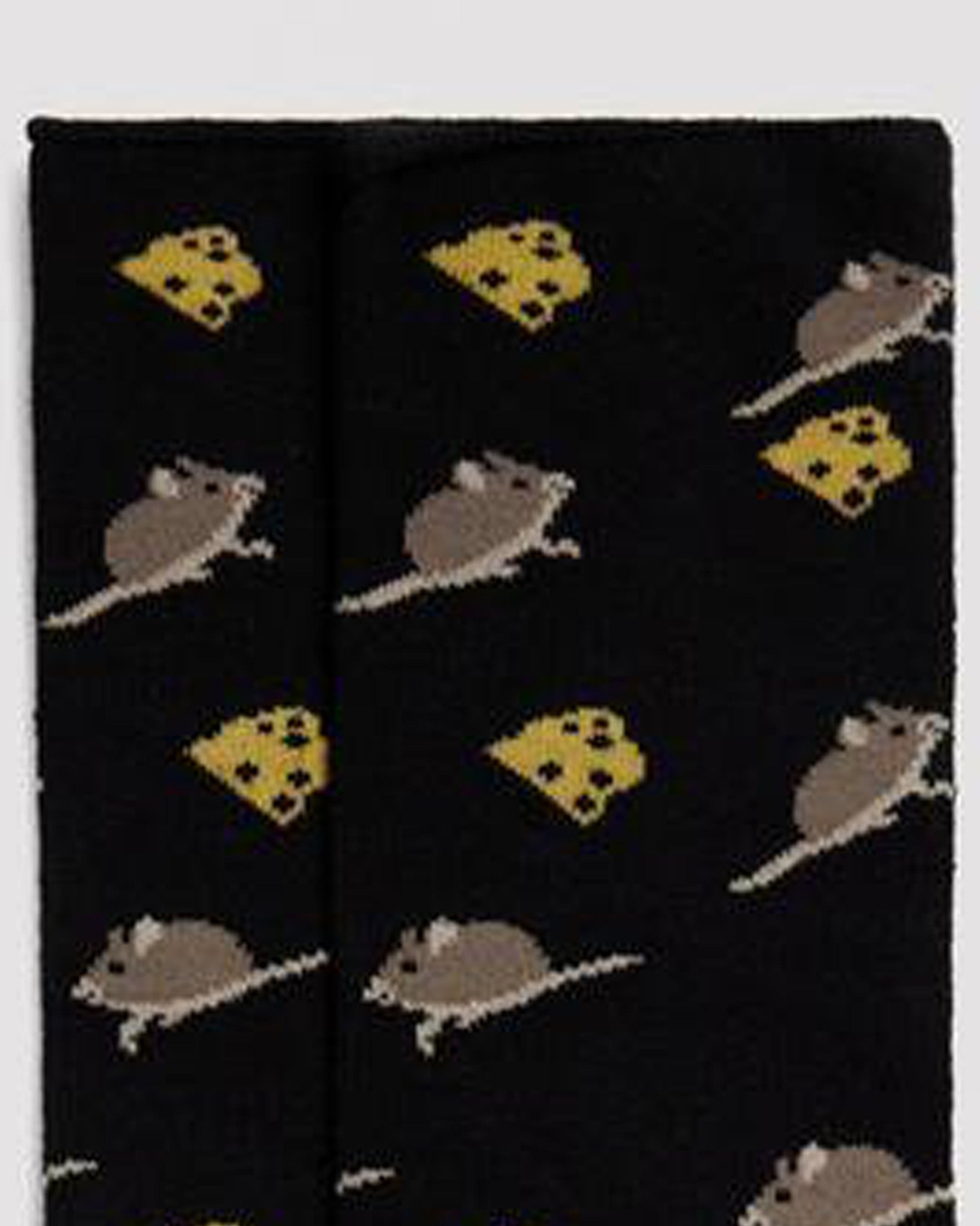 Ysabel Mora 22882 Mouse Sock - YM-22882-mouse-cheese-socksYsabel Mora 22882 Mouse Sock - Black cotton mix crew length ankle socks with a mouse and cheese pattern in shades of brown and yellow.