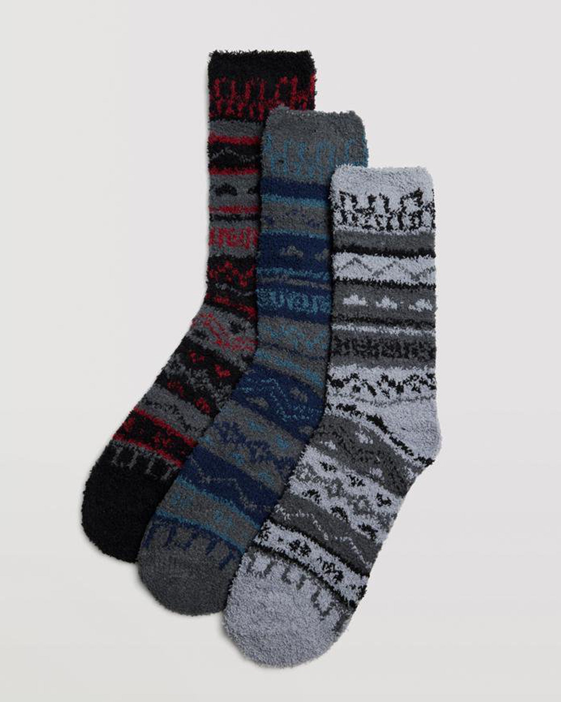 Ysabel Mora 22892 Aztec Flannel Socks - Men's soft and fluffy light grey Aztec style patterned bed thermal socks in different colours.