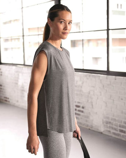 Ysabel Mora 70805 Sports Shirt - Light and airy grey fleck sleeveless sports t-shirt top made of breathable elasticated fabric allowing total freedom of movement.