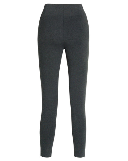 Ysabel Mora 70273 Leggings - Dark fleck grey jodhpur style high waisted leggings with silver side zips, raised centre seam down the leg and deep slimming waist band. Back view.
